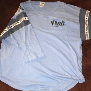 3/4 sleeve VS pink shirt